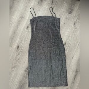 Joules Strapless Charcoal Glitter Dress